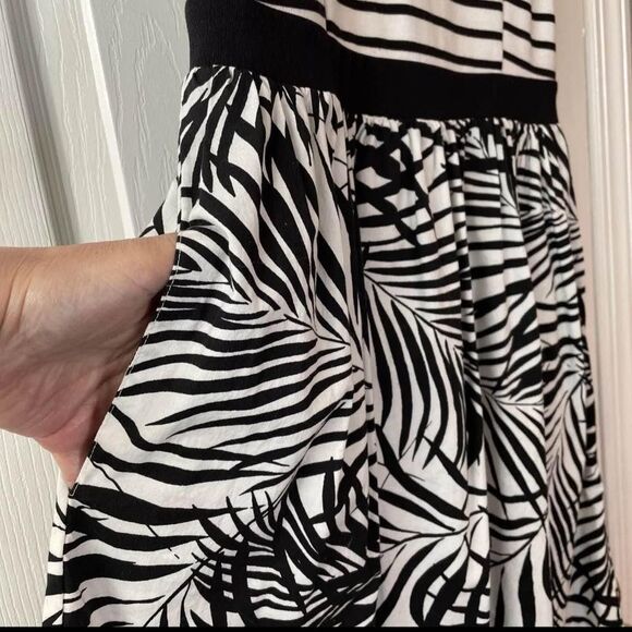 NWOT RETRO Cute Womens PeterSom Striped Palm Tree Floral Pockets Dress HAWAII-10 - Picture 4 of 5